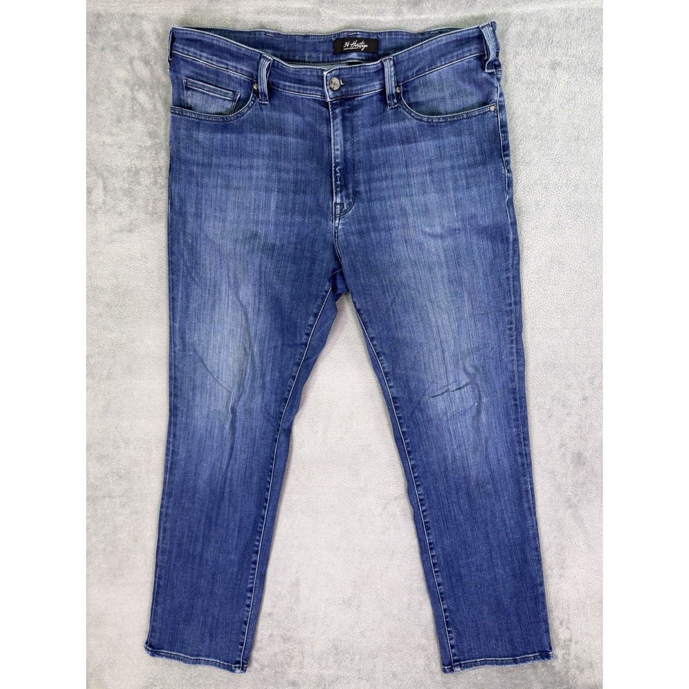 34 Heritage Jeans Mens 38x32 Blue Straight Medium Wash Denim Stretch Mid Rise